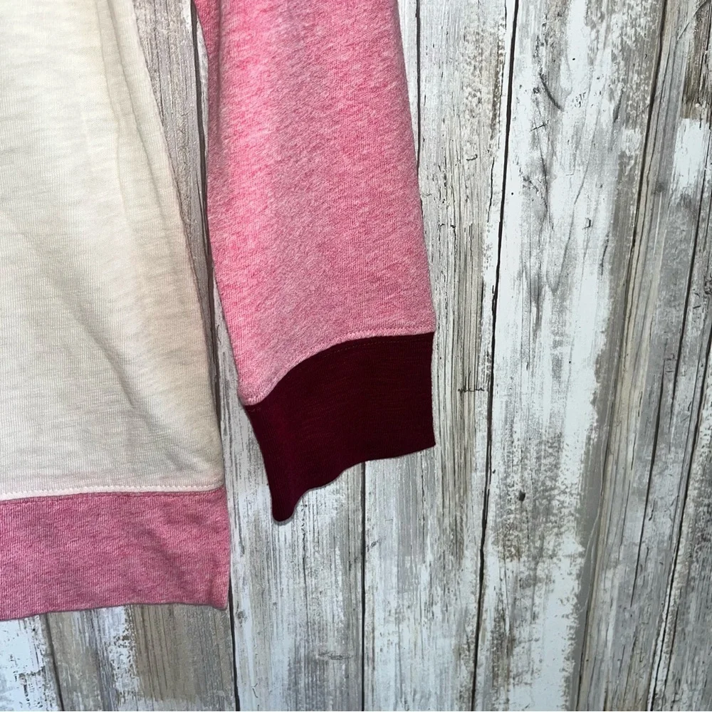 J.Crew Colorblock Sweatshirt NWT Pink Cream Magenta Slub Cotton Casual Pullover
